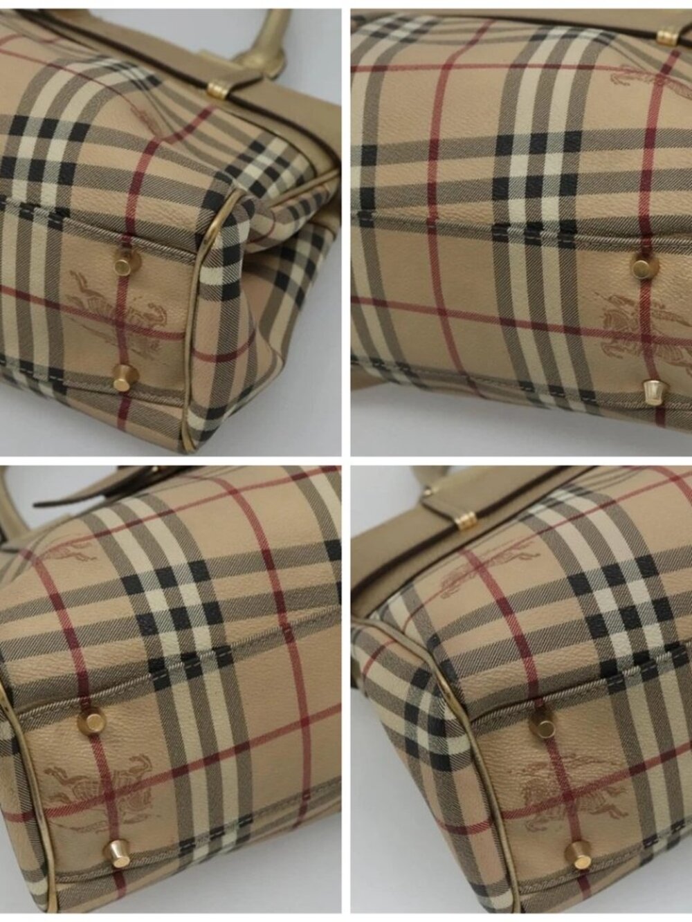 BURBERRY Nova Check Tote Bag PVC Beige Gold Auth 116135 - Picture 16 of 16